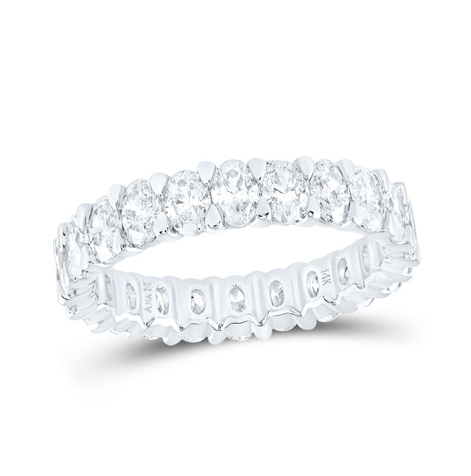 14K White Gold Womens Oval Diamond Eternity Wedding Band 3-1/4 Cttw, Womens Size: 5-10
