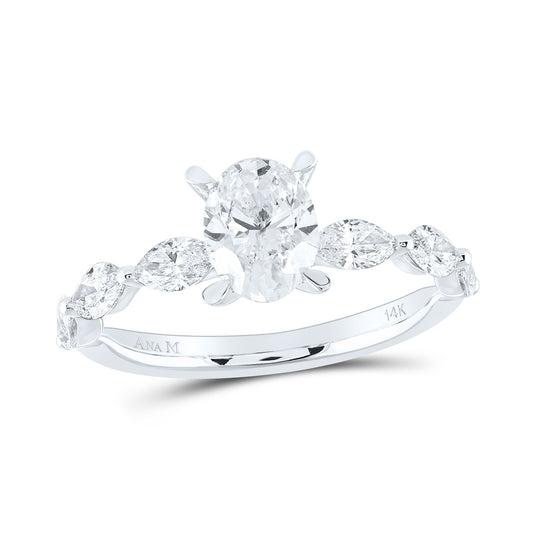 14K White Gold Oval Diamond Solitaire Bridal Wedding Engagement Ring 1-3/4 Cttw, Womens Size: 5-10
