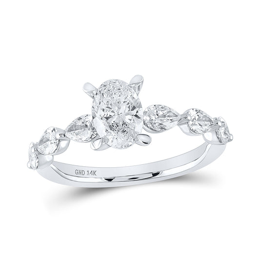 14K White Gold Oval Diamond Solitaire Bridal Wedding Engagement Ring 1-7/8 Cttw, Womens Size: 5-10