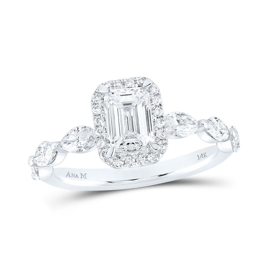 14kt White Gold 1 3/4ctw Diamond Ana M 1ct-ceme Single Halo Engagement Ring