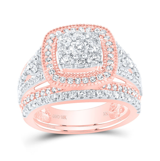 10kt Rose Gold 1 3/4ctw Diamond Nk Bridal Set