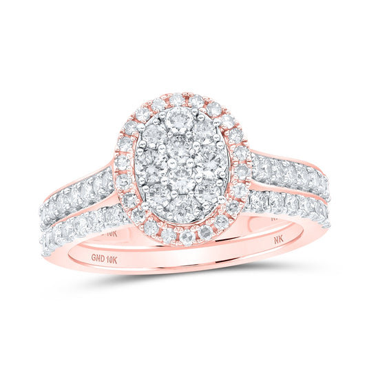 10kt Rose Gold 1ctw Diamond Nk Bridal Set