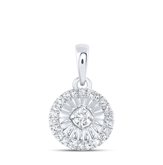 Sterling Silver Womens Round Diamond Cluster Pendant 1/8ctw, Length: 0.52 Inch Width: 0.31 Inch