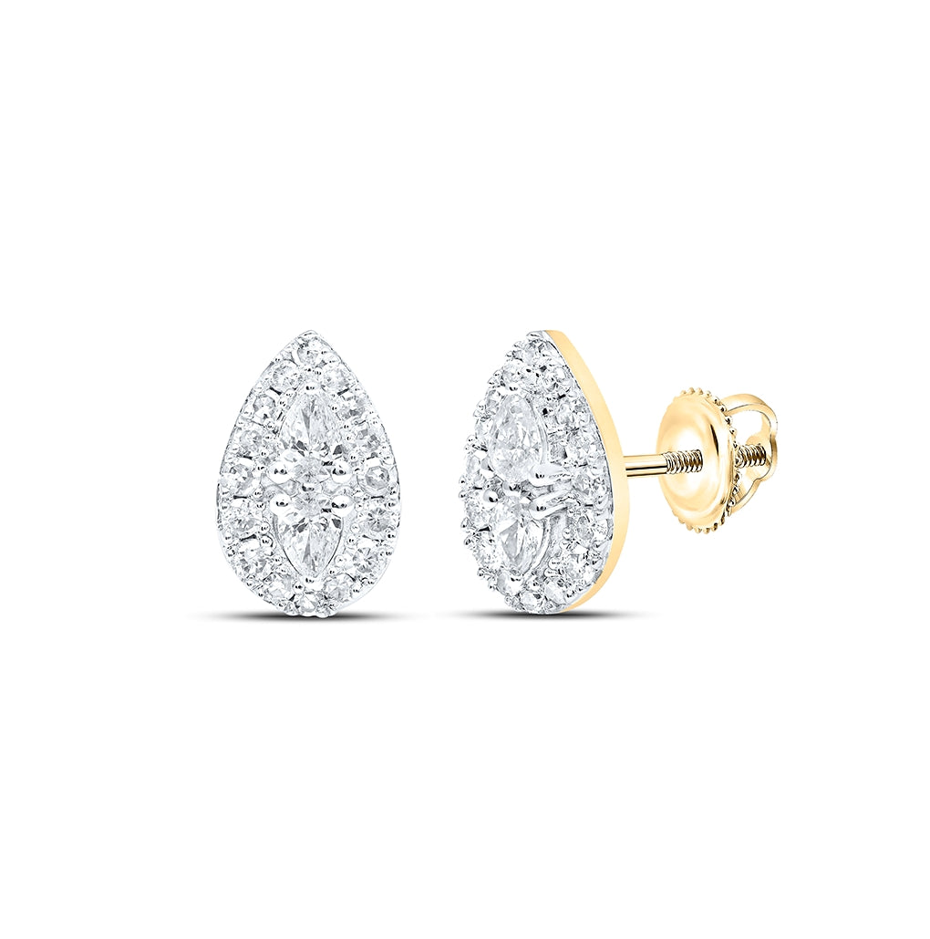 10K White Or Yellow Gold Womens Pear Diamond Teardrop Earrings