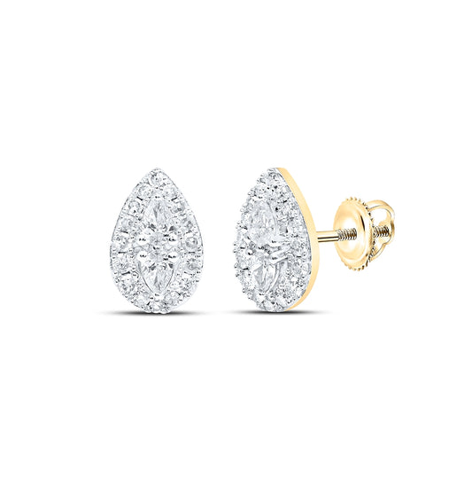 10K White Or Yellow Gold Womens Pear Diamond Teardrop Earrings