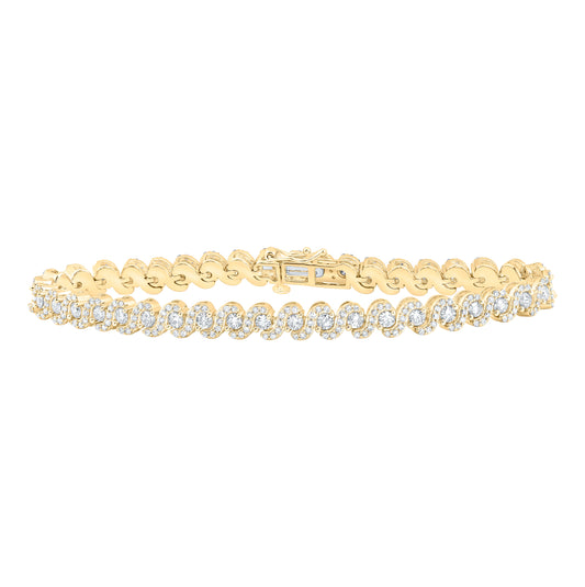 10K White Or Yellow Gold Womens Round Diamond Fashion Bracelet