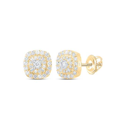 10K Yellow Gold Women's Round Dia. Cluster Earrings 0.5 ctw