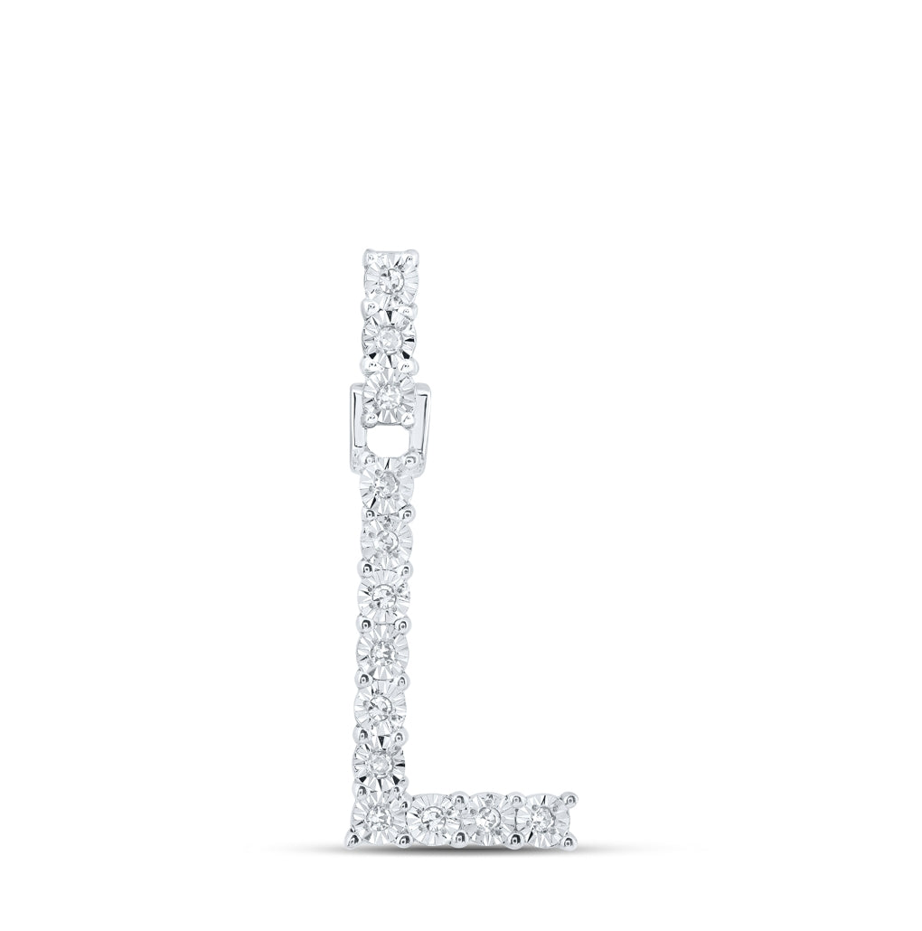 10K Yellow Or White Gold Womens Round Diamond Initial Letter Pendant, Length: 1 In, Width: 0.6 In