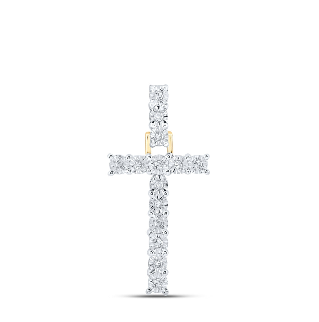 10K Yellow Or White Gold Womens Round Diamond Initial Letter Pendant, Length: 1 In, Width: 0.6 In
