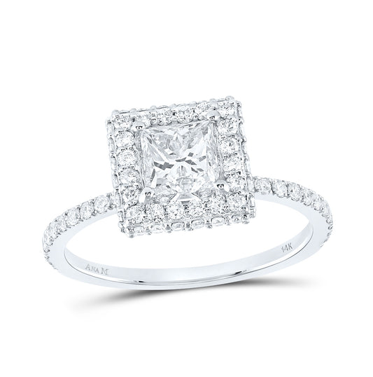 14K White Gold Princess Diamond Halo Bridal Wedding Engagement Ring 1-5/8 Cttw, Womens Size: 5-10
