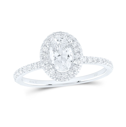 14K White Gold Oval Diamond Halo Bridal Wedding Engagement Ring 1ctw, Women's Size: 5-10