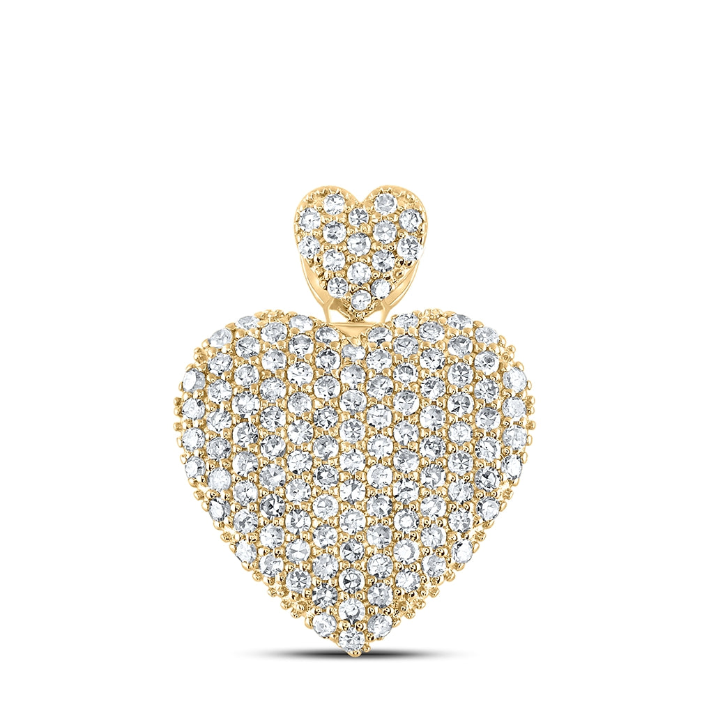 10K Yellow Or White Or Rose Gold Womens Round Diamond Heart Pendant