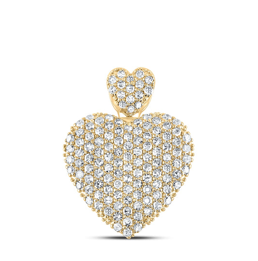 10K Yellow Or White Or Rose Gold Womens Round Diamond Heart Pendant