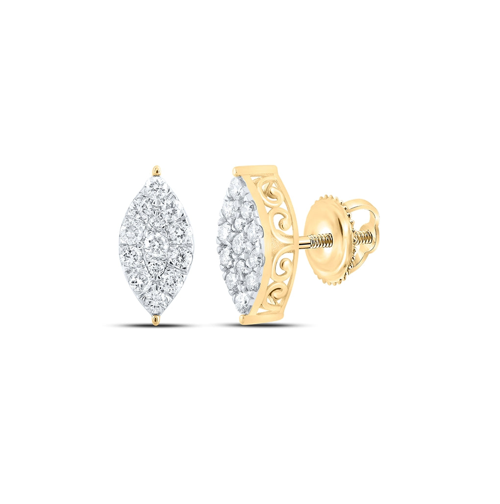 10K White Or Yellow Gold Womens Round Diamond Cluster Earrings