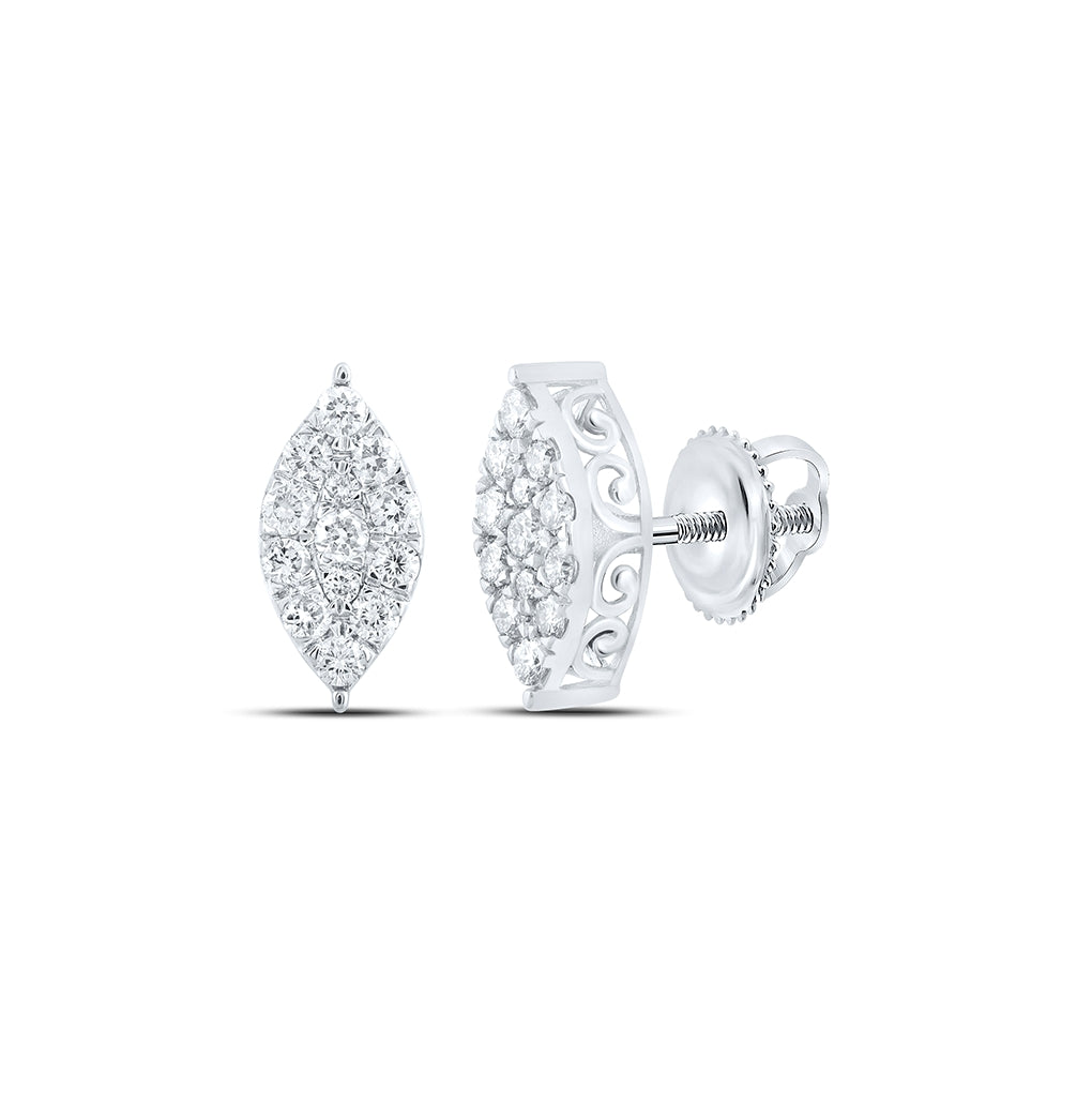 10K White Or Yellow Gold Womens Round Diamond Cluster Earrings