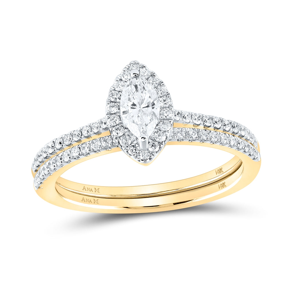 14kt Yellow Gold 5/8ctw Diamond Ana M 1/3ct-cmq Blis Brdl Set 1 Halo Cert