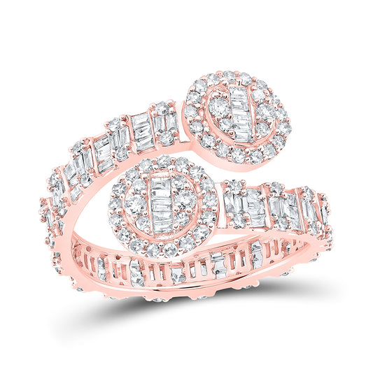 10K Rose Gold Womens Round Diamond Circle Cuff Band Ring 1 Cttw, Womens Size: 5-10