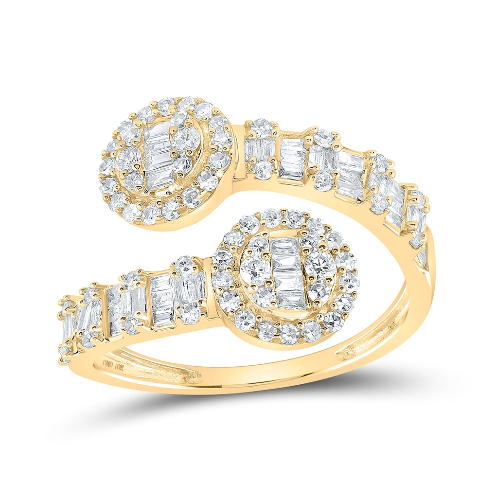 10K Yellow Or White Or Rose Gold Womens Round Diamond Circle Cuff Band Ring , Womens Size: 5-10