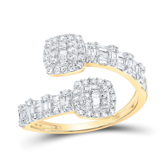 10K Yellow Or White Or Rose Gold Womens Round Diamond Cushion Cuff Band Ring , Womens Size: 5-10