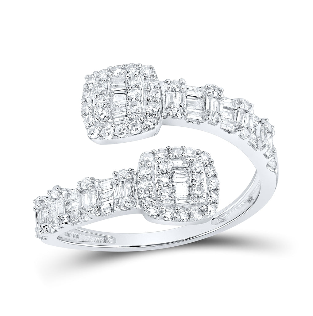 10K Yellow Or White Or Rose Gold Womens Round Diamond Cushion Cuff Band Ring , Womens Size: 5-10