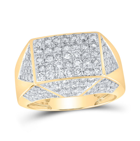 10K Yellow Gold Mens Round Diamond Faceted Band Ring 2-3/4 Cttw, Mens Size: 7-13