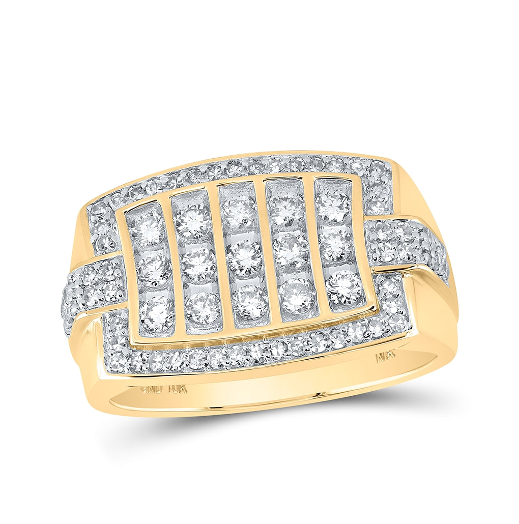 10K Yellow Gold Men's Round Diamond Band Ring 1ctw, Men's Size: 7-13
