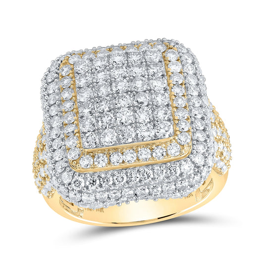 10K Yellow Gold Mens Round Diamond Square Ring 4-7/8ctw, Mens Size: 7-13