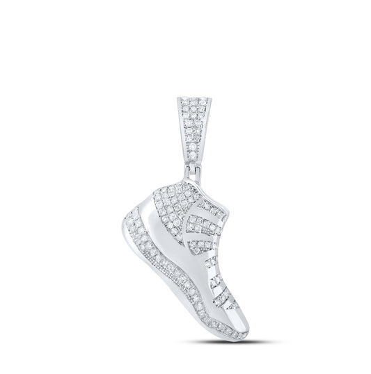 Sterling Silver Womens Round Diamond Shoe Fashion Pendant 1/2ctw