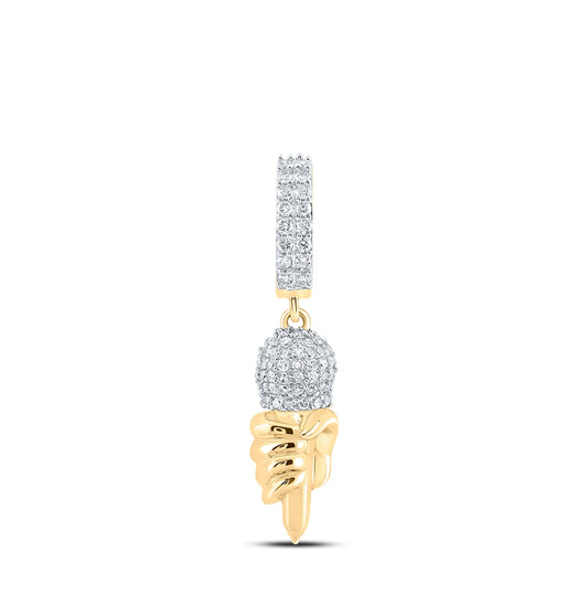 10K Yellow Gold Mens Round Diamond Mic Microphone Charm Pendant 3/4 Cttw