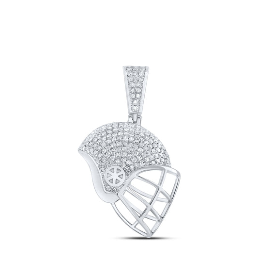 Sterling Silver Womens Round Diamond Sports Helmet Fashion Pendant 3/4ctw