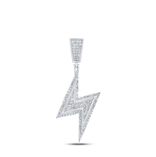 Sterling Silver Womens Round Diamond Lightning Bolt Pendant 5/8ctw