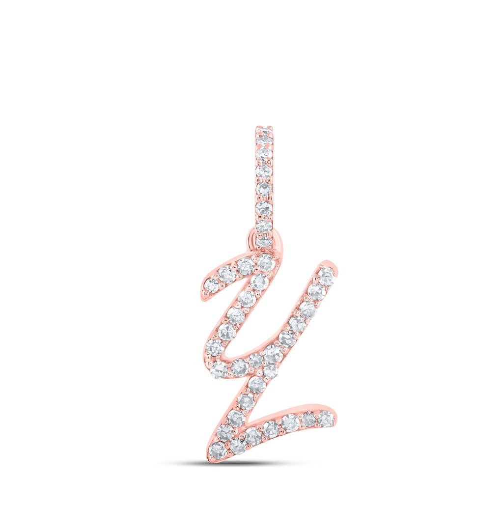 10K Yellow Or White Or Rose Gold Womens Round Diamond A Initial Letter Pendant 1/6 Cttw, Length: 0.7 In, Width: 0.34 In