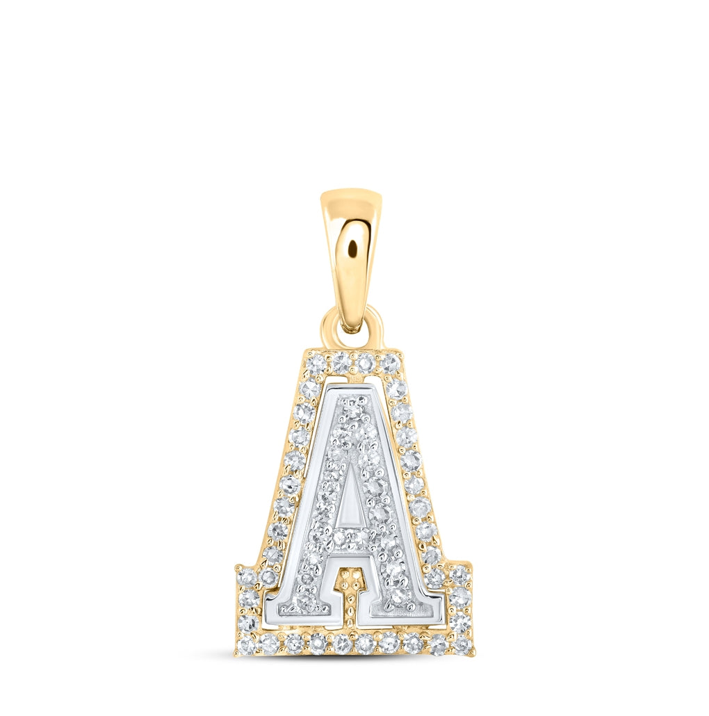 10K Yellow Or White Or Rose Gold Womens Round Diamond A Initial Letter Pendant, Length: 0.67 In, Width: 0.35 In