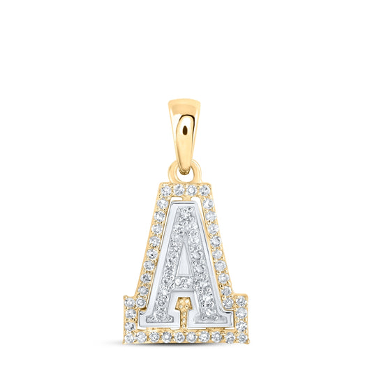 10K Yellow Or White Or Rose Gold Womens Round Diamond A Initial Letter Pendant, Length: 0.67 In, Width: 0.35 In