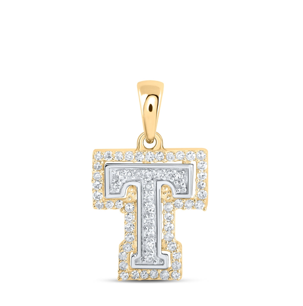 10K Yellow Or White Or Rose Gold Womens Round Diamond A Initial Letter Pendant, Length: 0.67 In, Width: 0.35 In