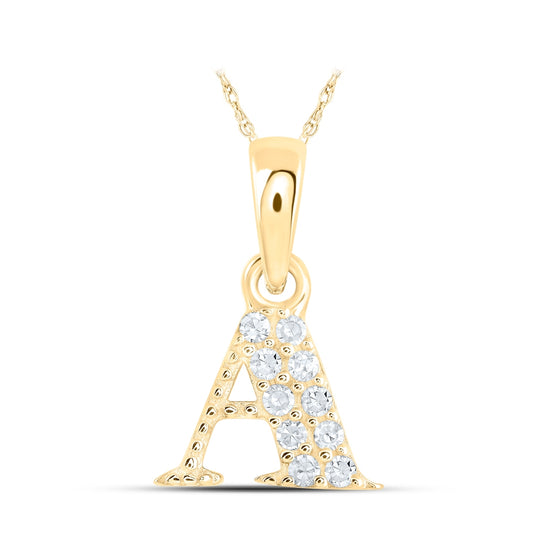 10K Yellow Or White Or Rose Gold Womens Round Diamond Initial Letter Pendant, Length: 0.43 In, Width: 0.29 In