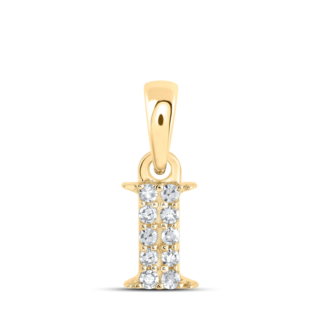 10K Yellow Or White Or Rose Gold Womens Round Diamond Initial Letter Pendant, Length: 0.43 In, Width: 0.29 In
