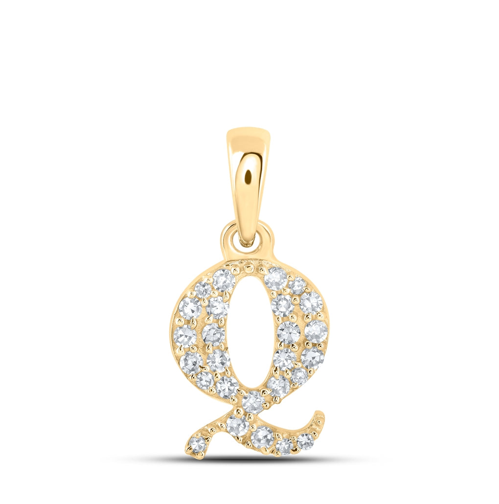 10K Yellow Or White Or Rose Gold Womens Round Diamond Initial Letter Pendant, Length: 0.43 In, Width: 0.29 In