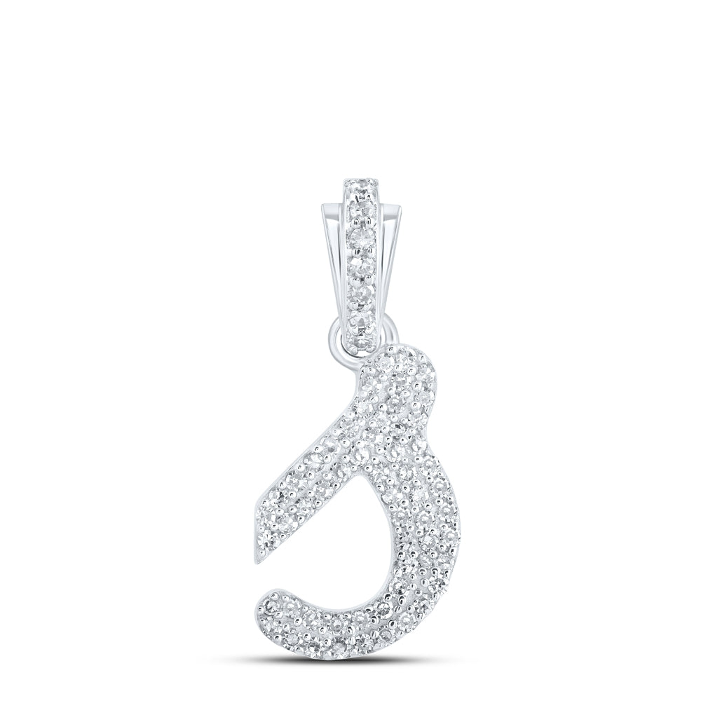 10K Yellow Or White or Rose Gold Womens Round Diamond Cursive Initial Letter Pendant, Length: 0.87 In, Width: 0.51 In