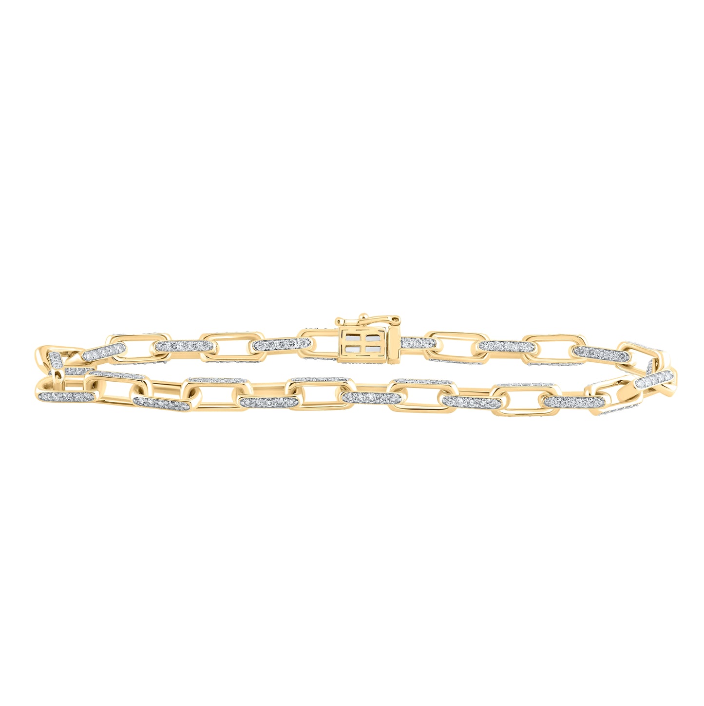 10K Yellow Gold Mens Round Diamond 8.5-inch Anchor Link Bracelet 5 Cttw, Length: 8.5 In, Width: 0.2 In
