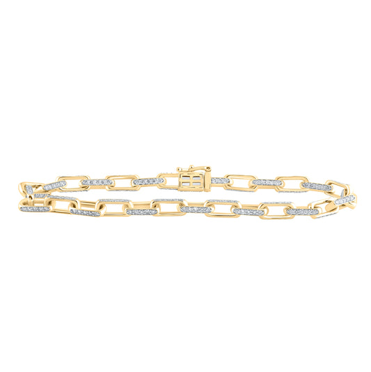 10K Yellow Gold Mens Round Diamond 8.5-inch Anchor Link Bracelet 5 Cttw, Length: 8.5 In, Width: 0.2 In