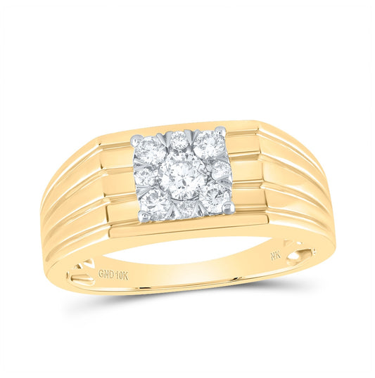 10K Yellow Or White Or Rose Gold Mens Round Diamond Solitaire Band Ring , Mens Size: 7-13