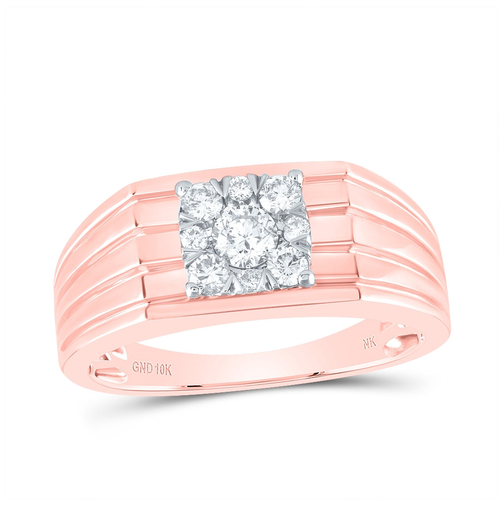 10K Yellow Or White Or Rose Gold Mens Round Diamond Solitaire Band Ring , Mens Size: 7-13