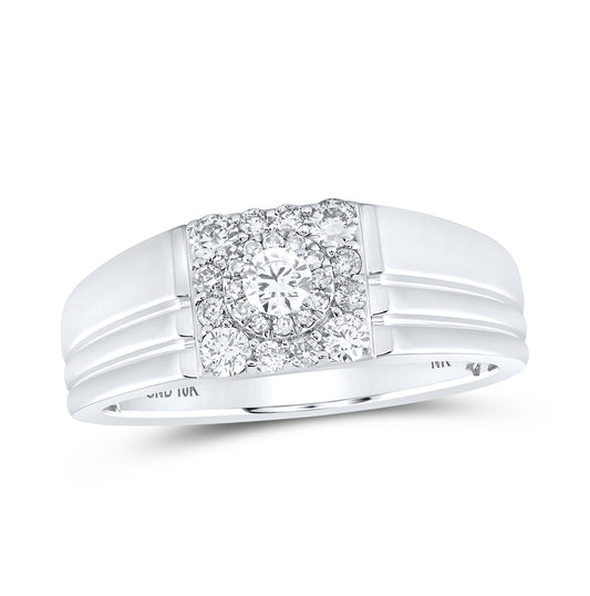 10K Yellow Or White Or Rose Gold Mens Round Diamond Solitaire Band Ring , Mens Size: 7-13