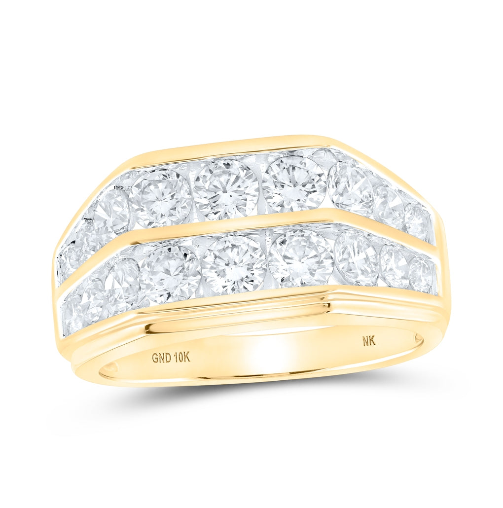 10K White Or Yellow Gold Mens Round Diamond Band Ring , Mens Size: 7-13