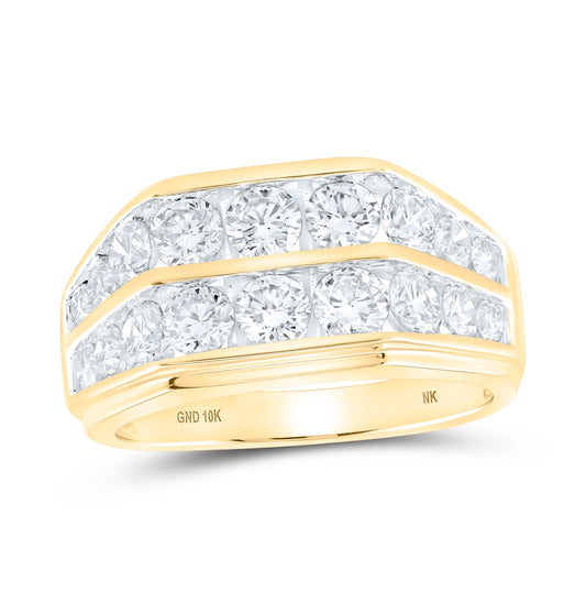10K White Or Yellow Gold Mens Round Diamond Band Ring , Mens Size: 7-13
