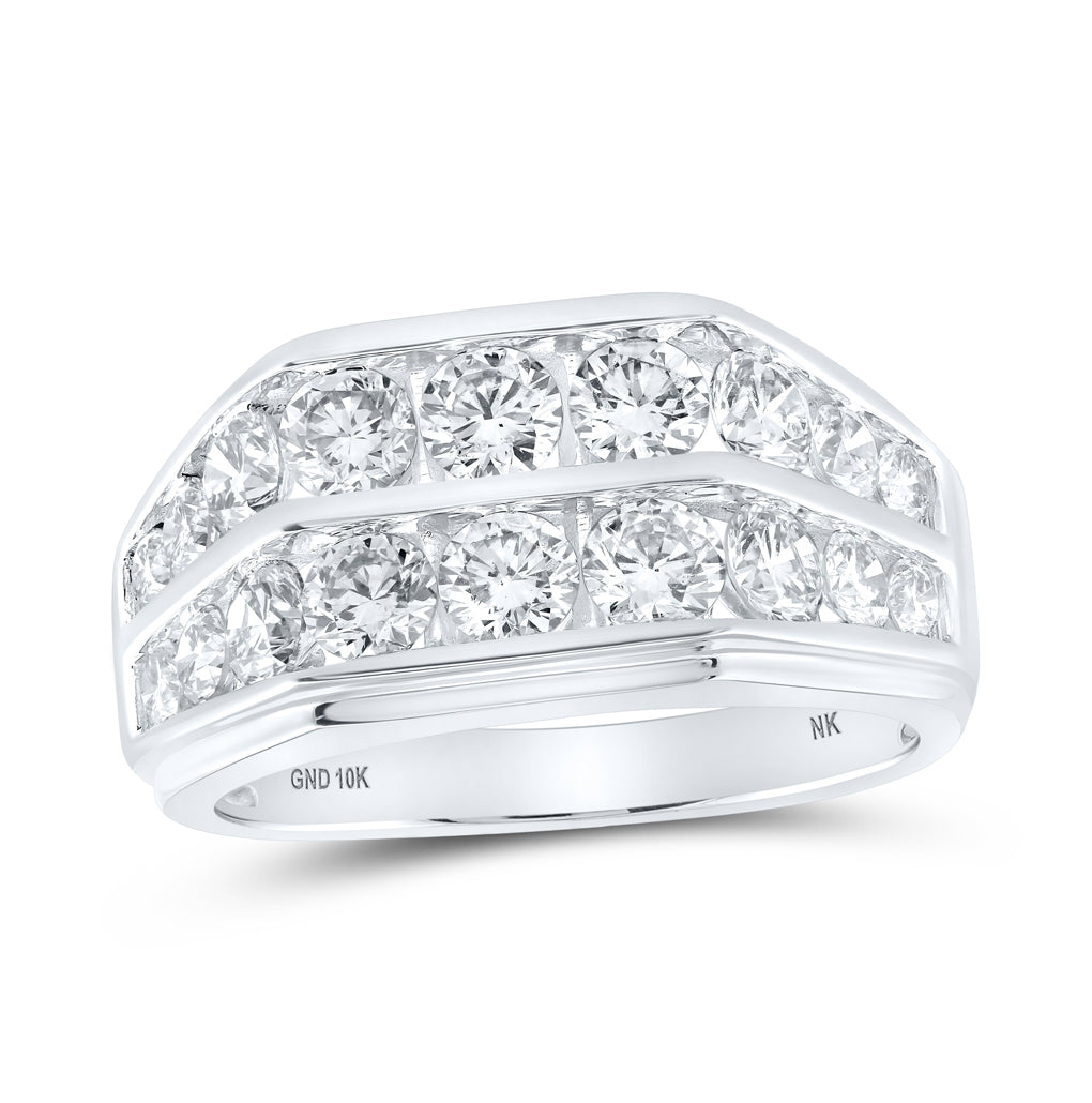 10K White Or Yellow Gold Mens Round Diamond Band Ring , Mens Size: 7-13