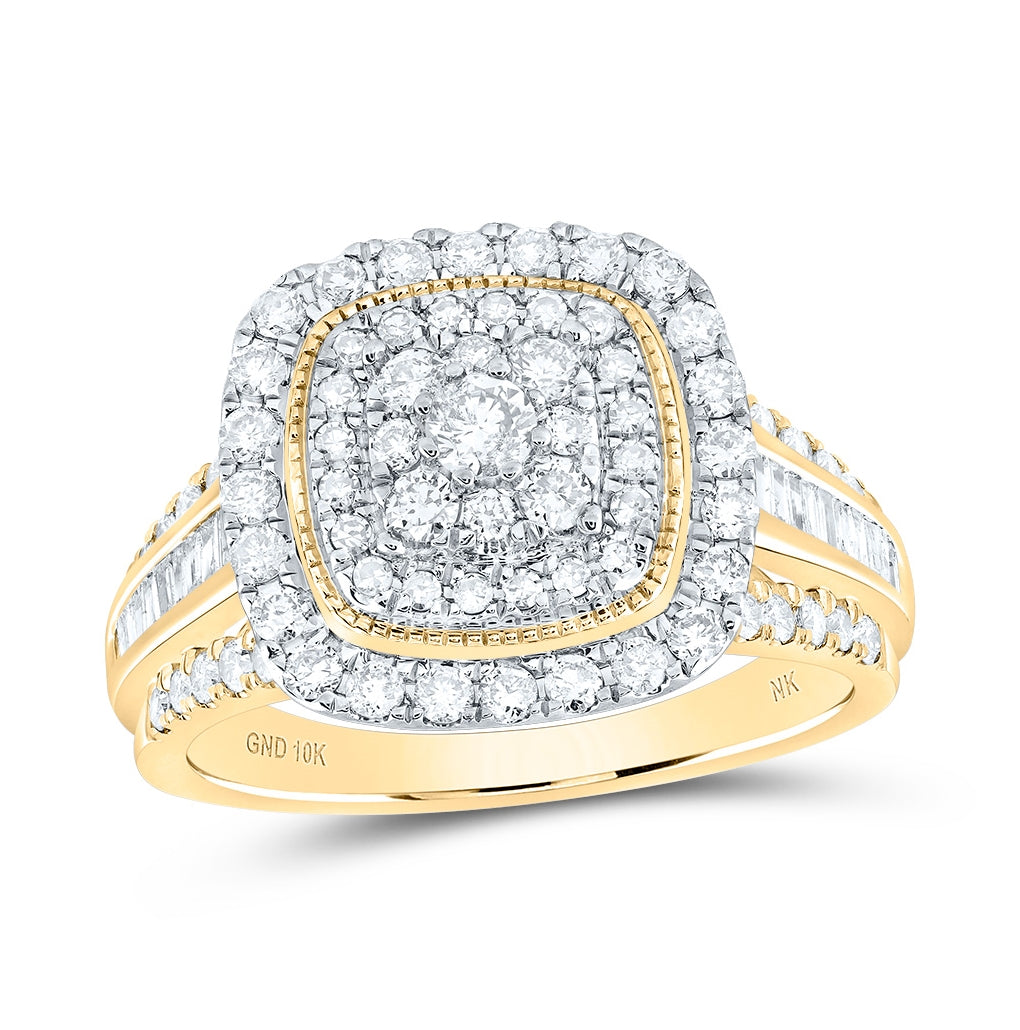 10K Yellow Or White Or Rose Gold Womens Round Diamond Square Ring , Womens Size: 5-10