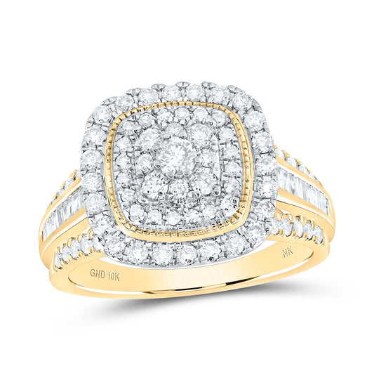 10K Yellow Or White Or Rose Gold Womens Round Diamond Square Ring , Womens Size: 5-10