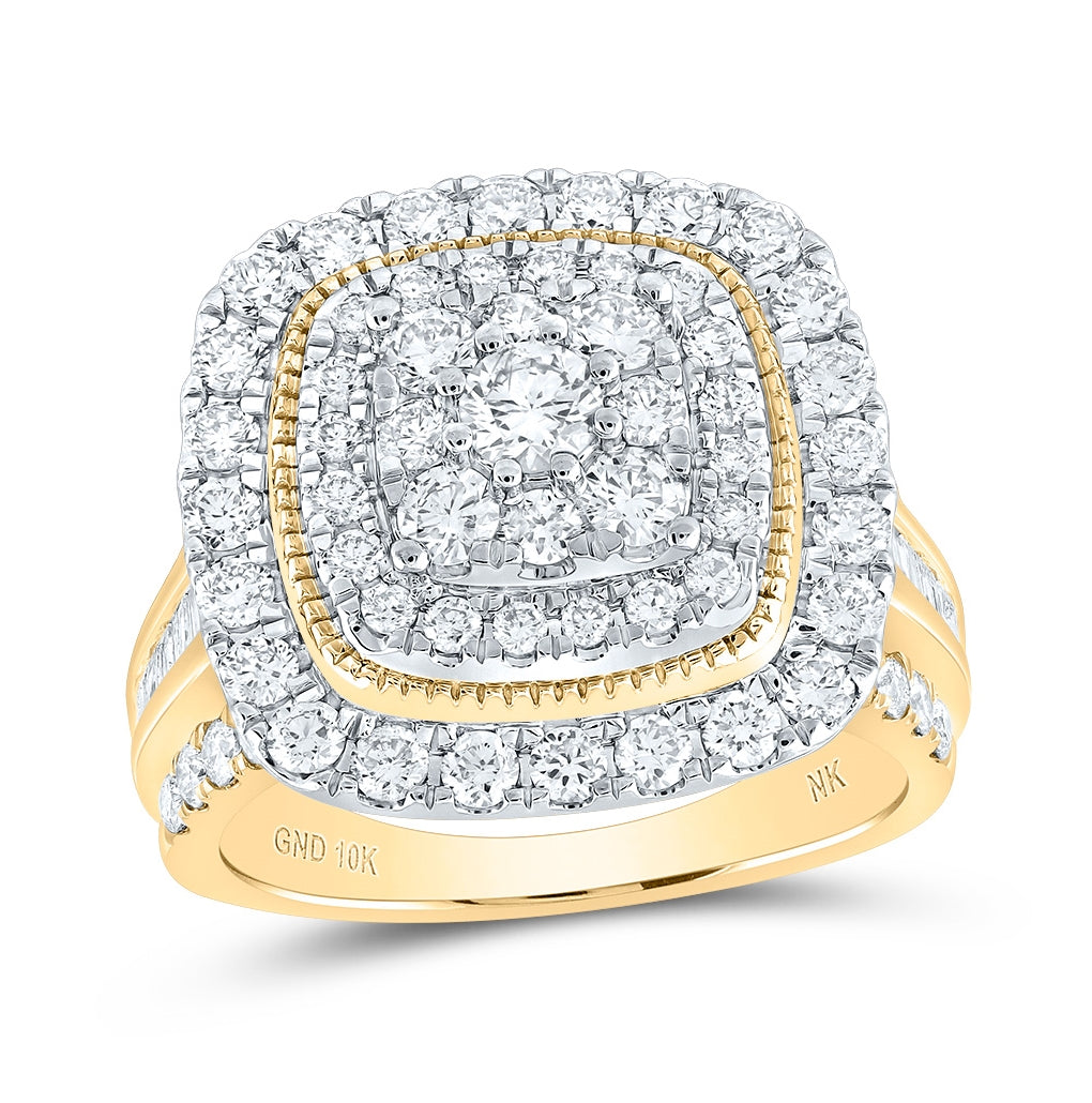 10K White Or Yellow Gold Round Diamond Halo Square Bridal Wedding Engagement Ring , Womens Size: 5-10